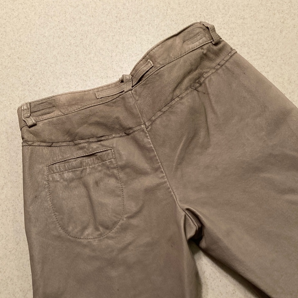 Poleci Taupe Leather Pants 30" Waist  **Very Worn** - Picture 13 of 16